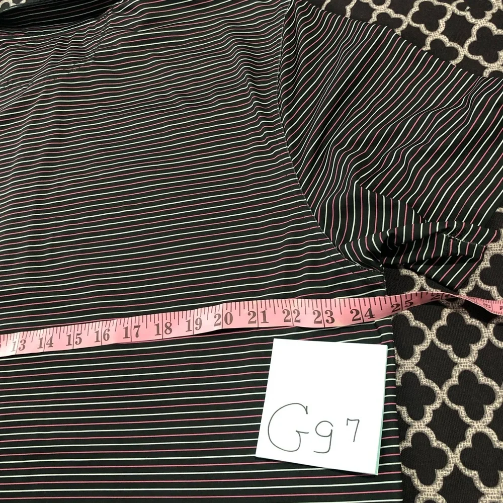 Chubbies Polo Shirt Mens XL Black Pink Short Sleeve Striped Polyester GG7